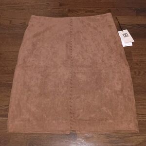 NEW Ivanka Trump Skirt Womens Size 16 Light Walnut Brown Faux Suede A-Line Midi